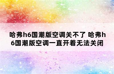 哈弗h6国潮版空调关不了 哈弗h6国潮版空调一直开着无法关闭